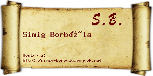 Simig Borbála névjegykártya